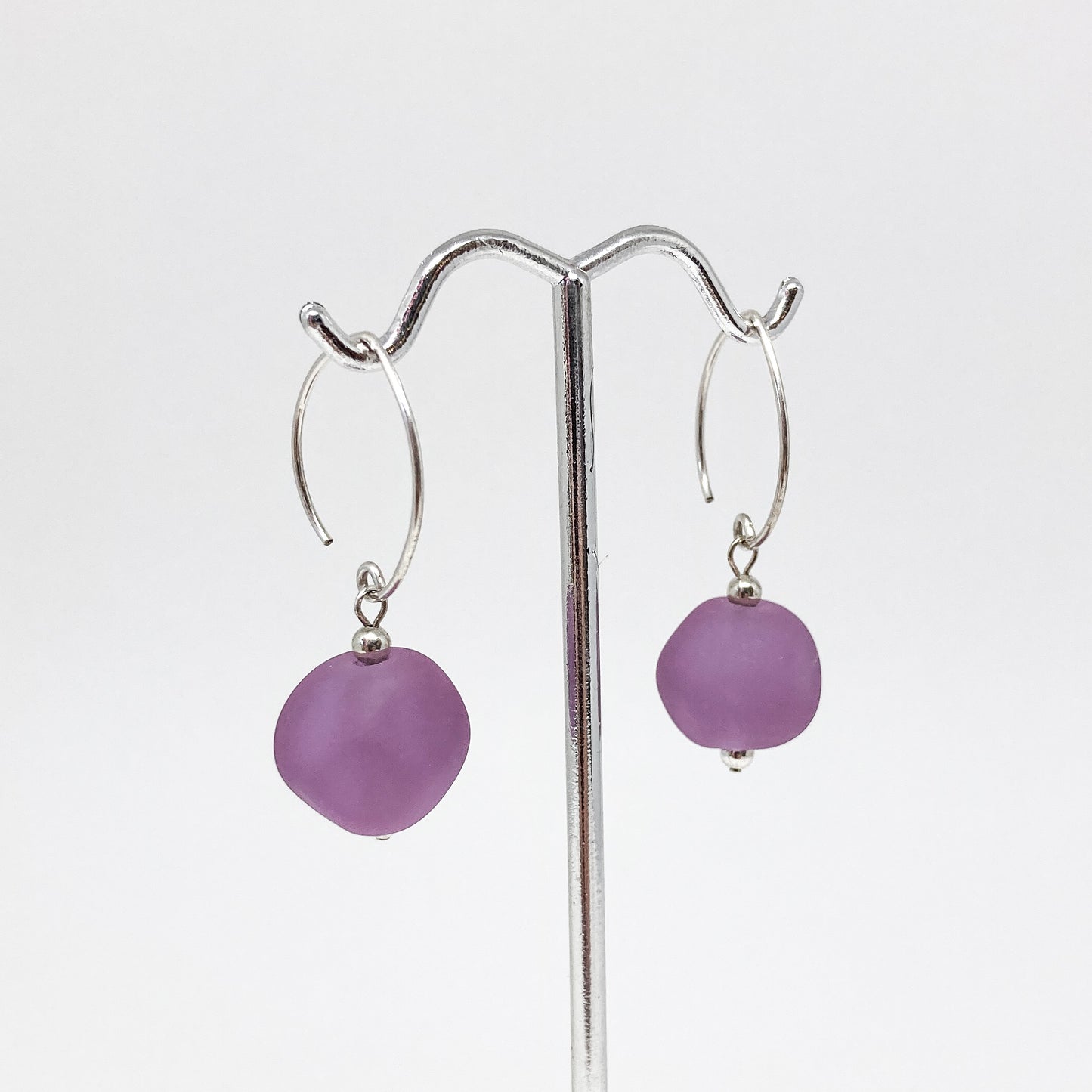 Transparent Glass Pebble Earrings