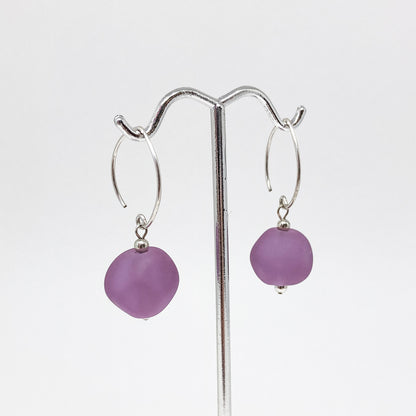 Transparent Glass Pebble Earrings