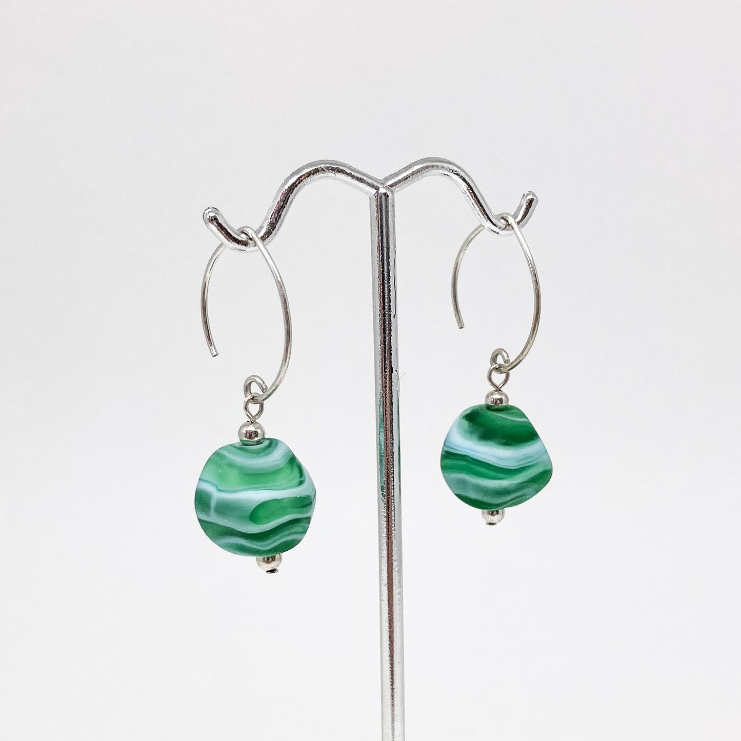 Marbled Glass Pebble Earrings