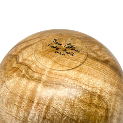 Thin Woodturned Curly Maple Bowl