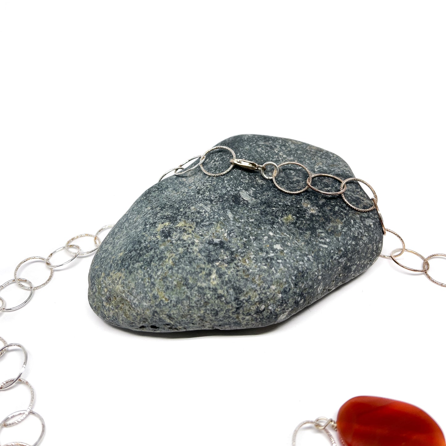 Carnelian and Pearl Loop Necklace
