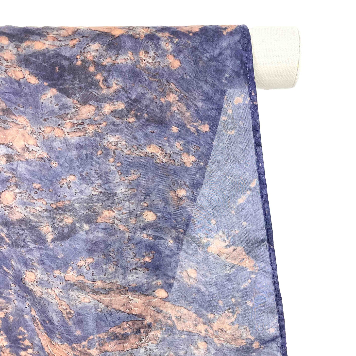 Mottled Silk Habotai Infinity Scarf with an abstract, flowing pattern and a delicate, sheer texture.