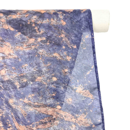 Mottled Silk Habotai Infinity Scarf with an abstract, flowing pattern and a delicate, sheer texture.