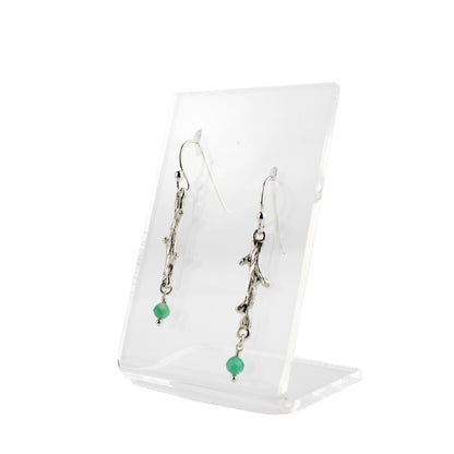 Emerald Bead Twig Earrings