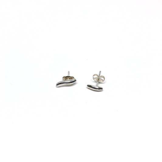 Silver organic stud earrings.