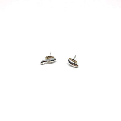  Silver organic stud earrings.