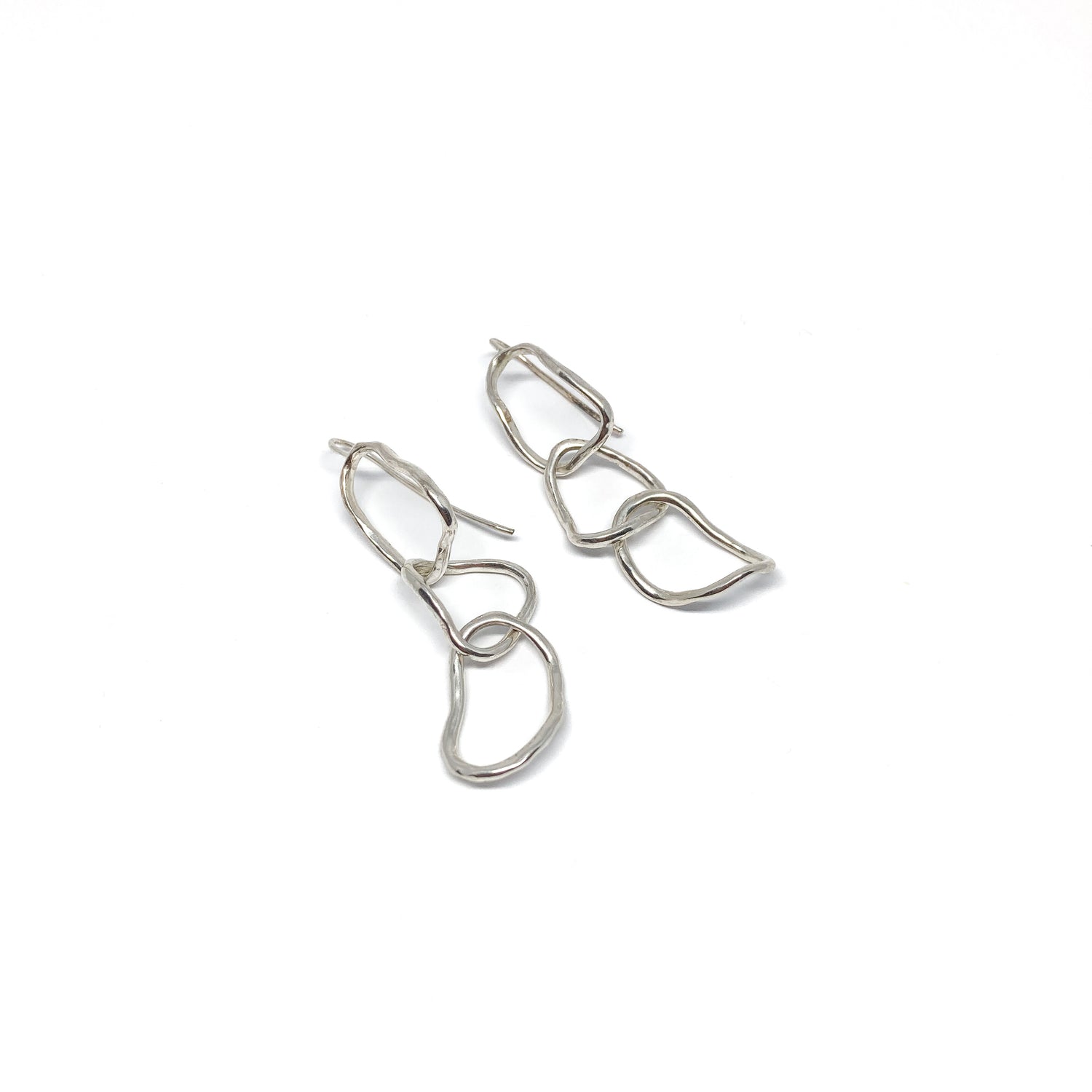 Silver organic link earrings.
