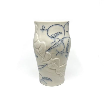 Small Carved Blue and White Vase