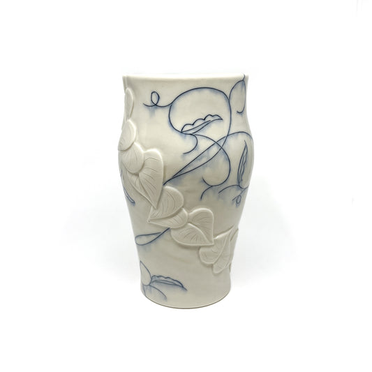 Small Carved Blue and White Vase