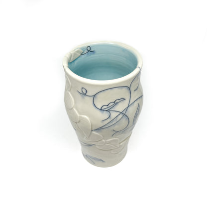 Small Carved Blue and White Vase