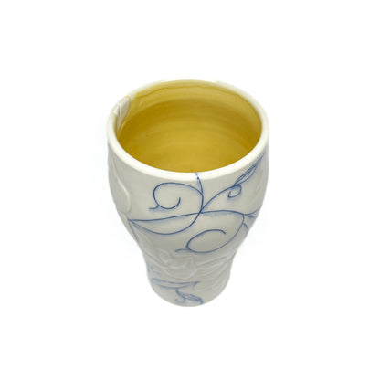 Small Carved Blue and White Vase