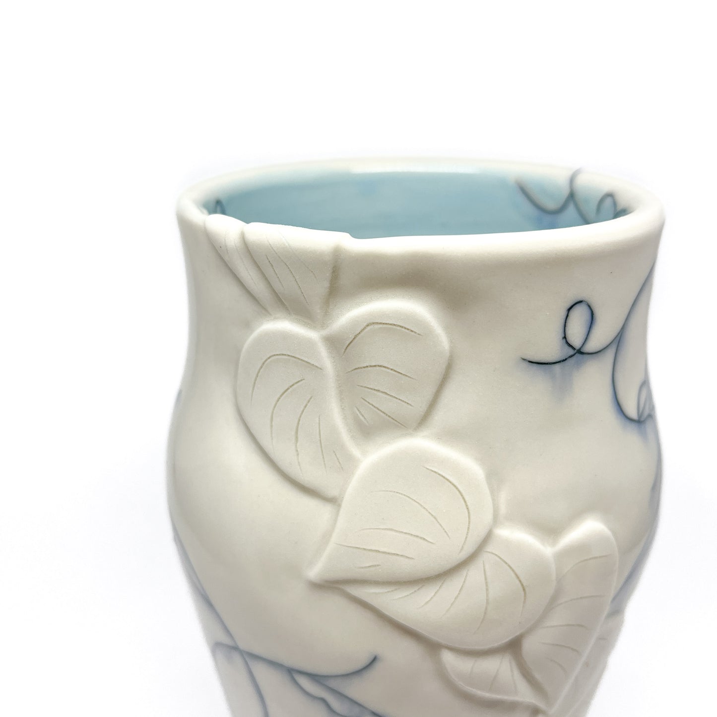 Small Carved Blue and White Vase