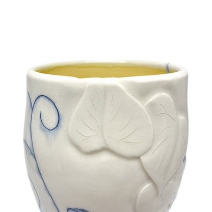 Small Carved Blue and White Vase