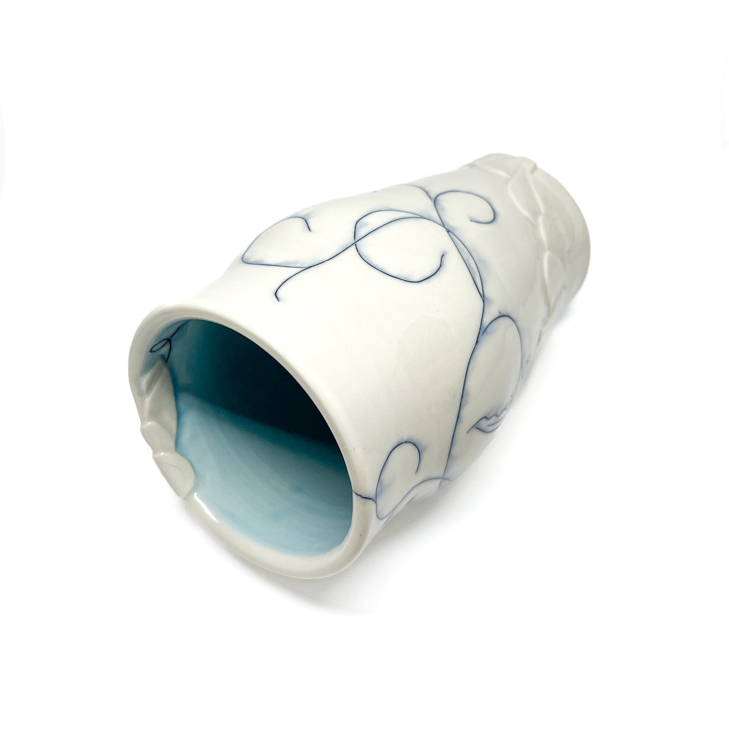 Small Carved Blue and White Vase