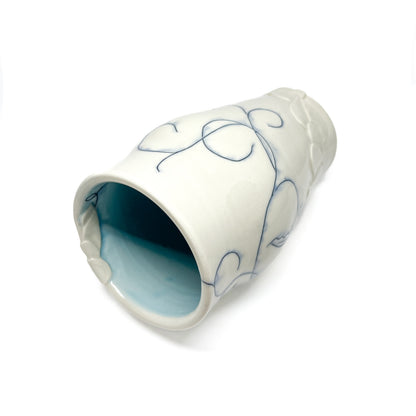 Small Carved Blue and White Vase