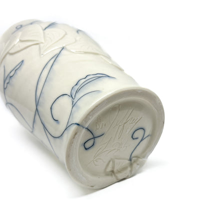 Small Carved Blue and White Vase
