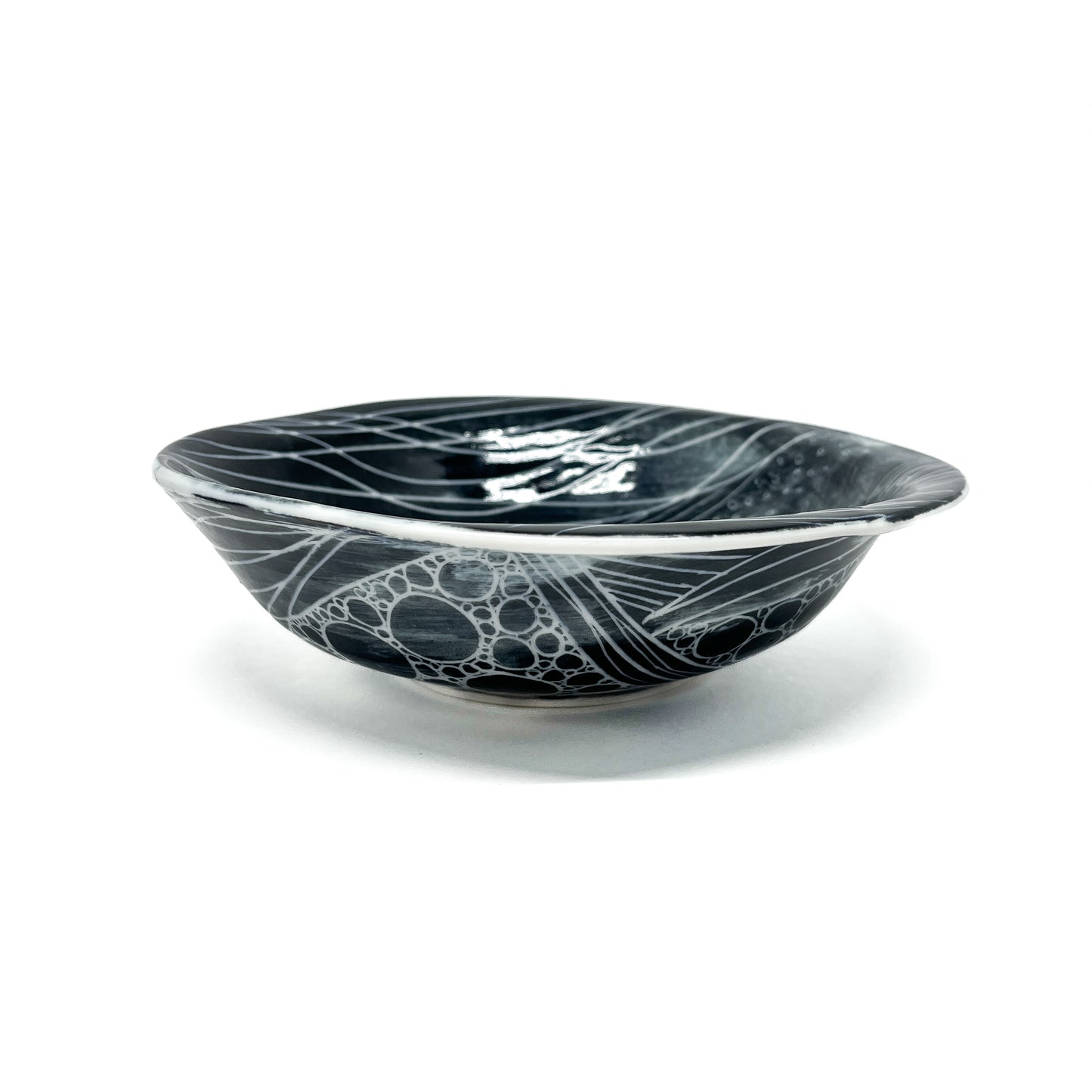 Wavy Rim Carved Porcelain Bowl