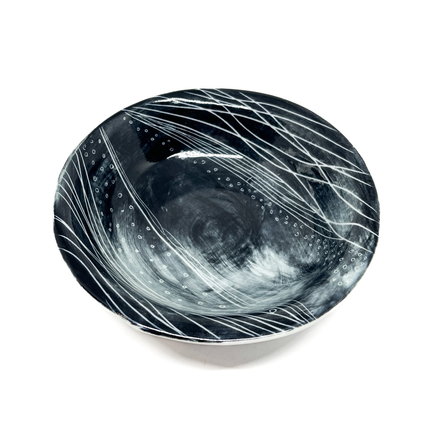 Wavy Rim Carved Porcelain Bowl
