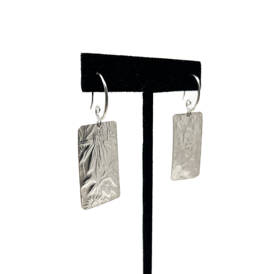 Silver Floral Patterned Earrings