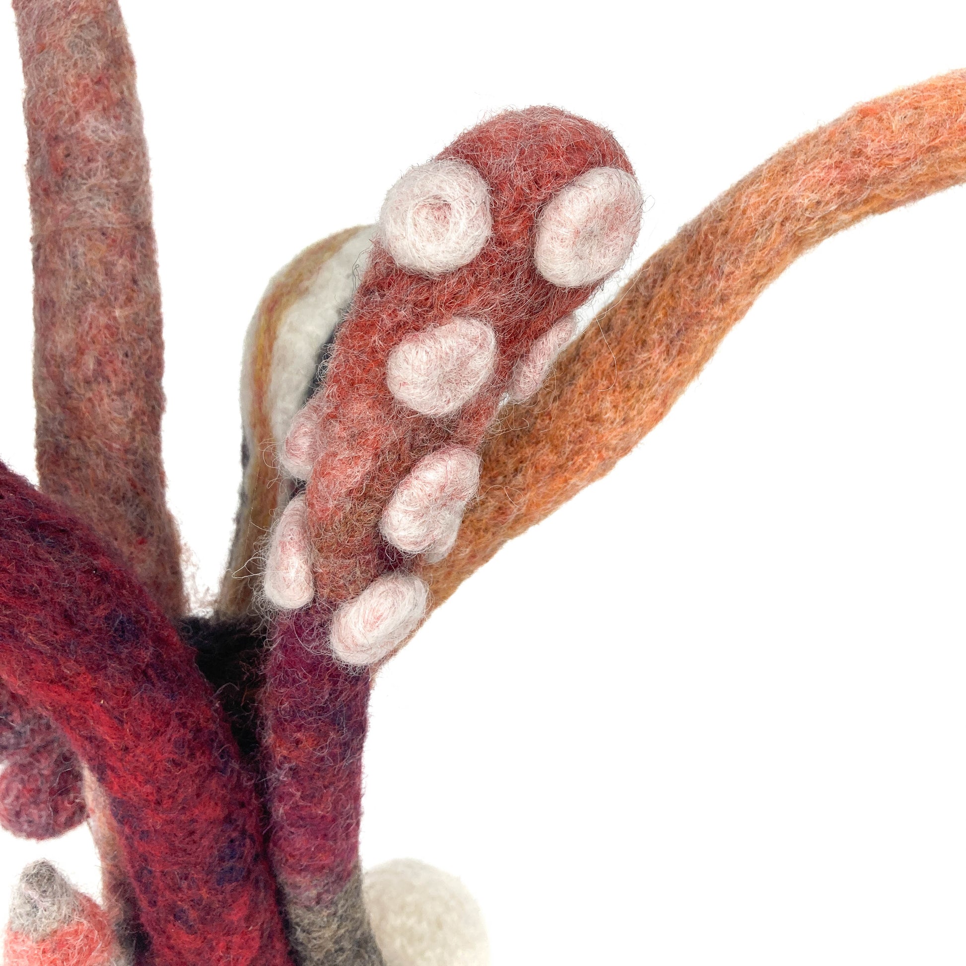 Close-up of Christina Norberg's "Under the Sea Party" felted wool sculpture, showing textured details.