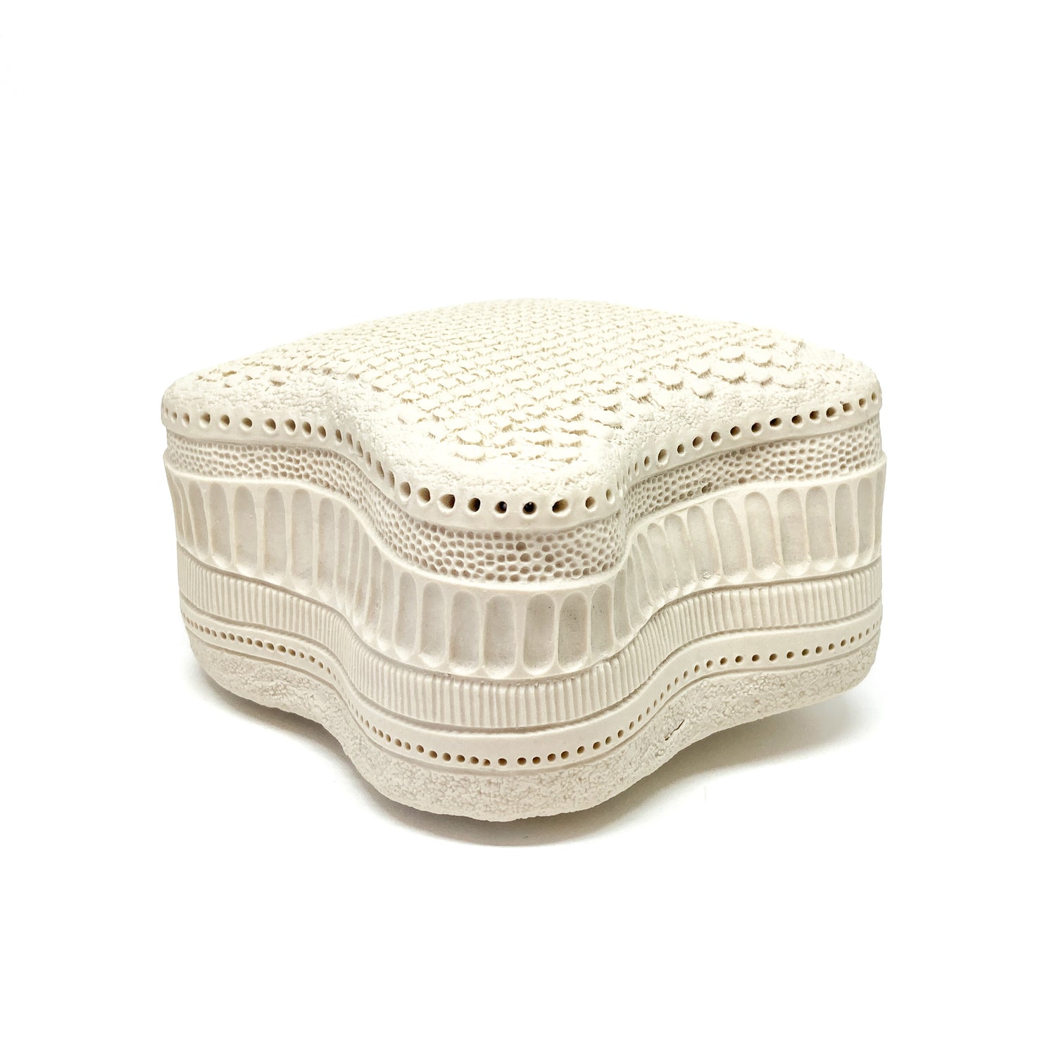 Wavy Amphitetras Elegans Sculpture with a porous, textured surface and intricate, layered patterns.
