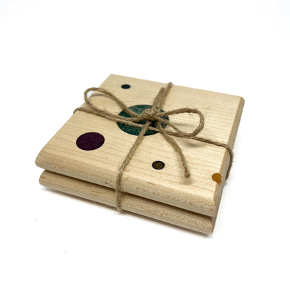 Polka Dot Maple Coaster Set