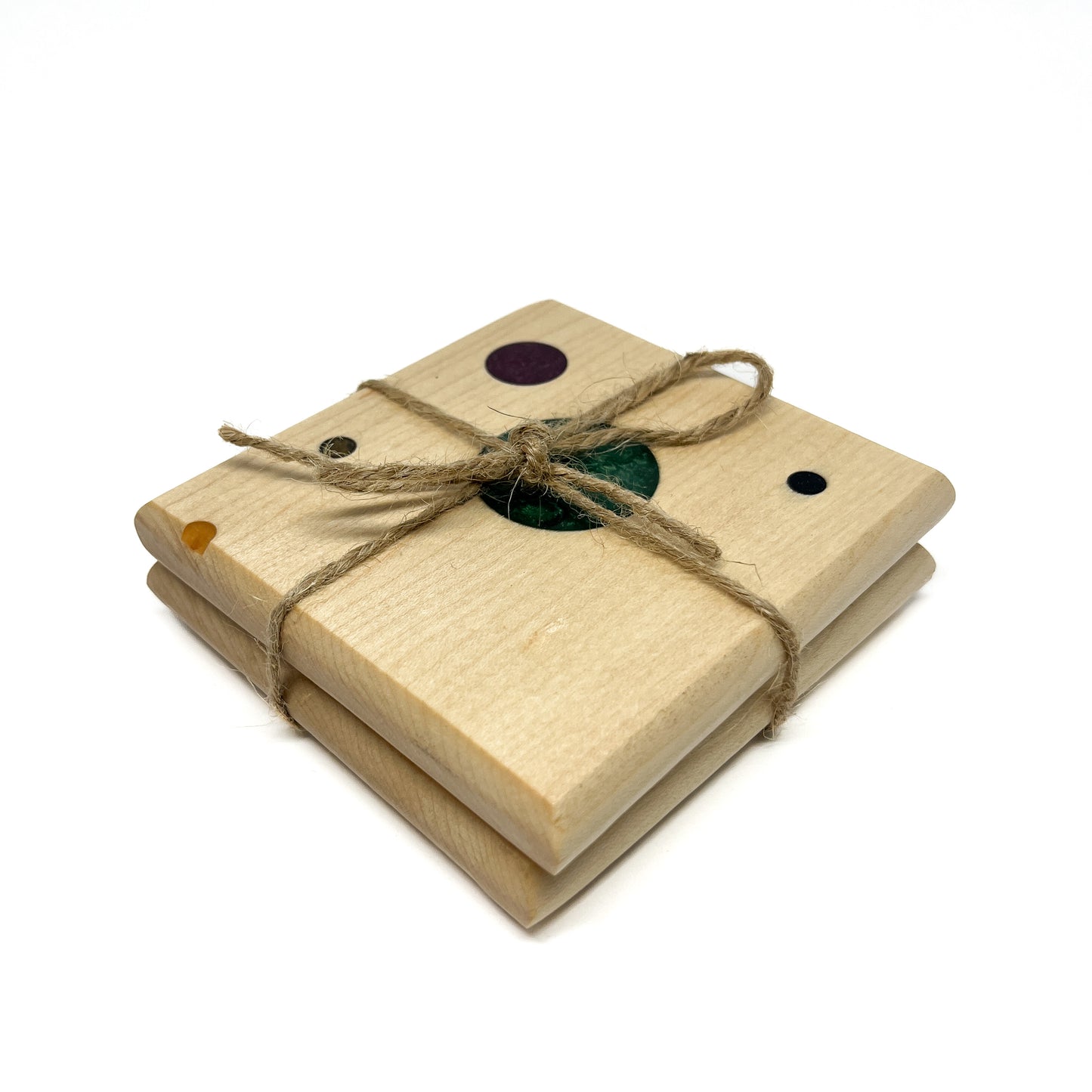 Polka Dot Maple Coaster Set