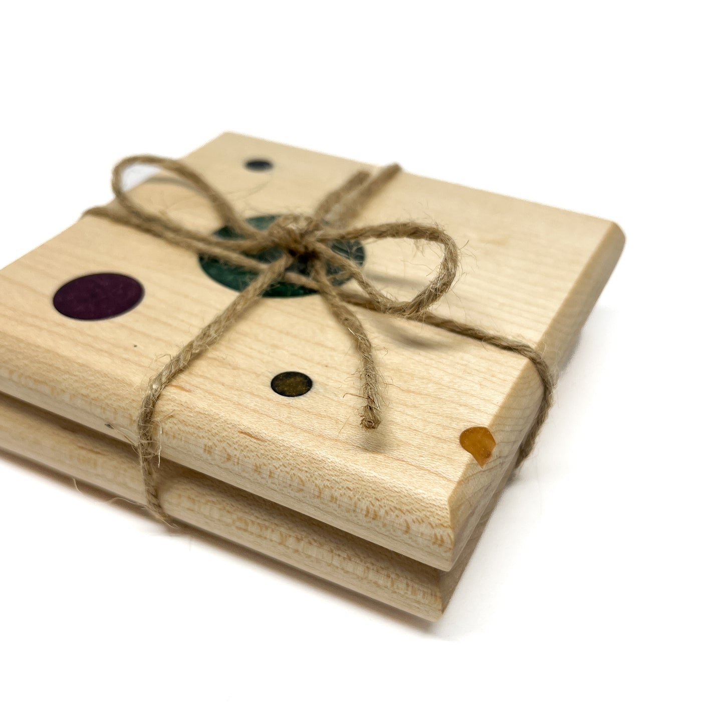 Polka Dot Maple Coaster Set