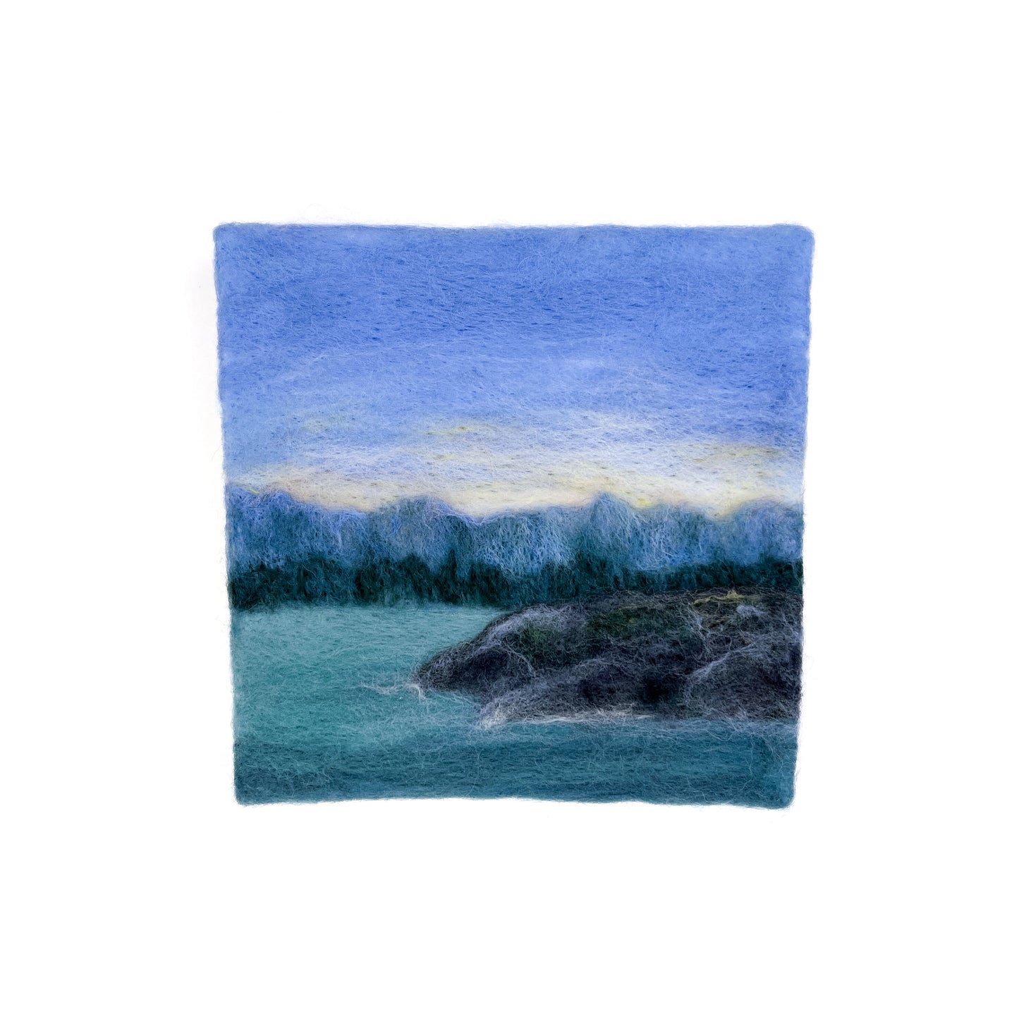 "Sunrise on the Rocky Shore" Felted Wall Art