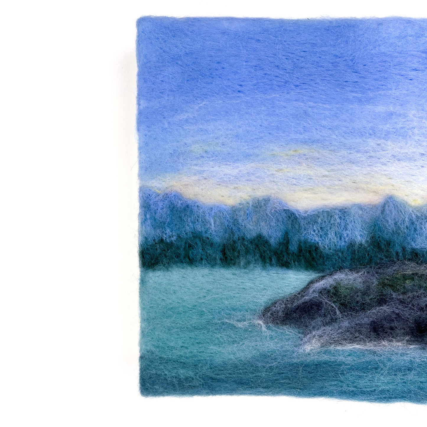 "Sunrise on the Rocky Shore" Felted Wall Art