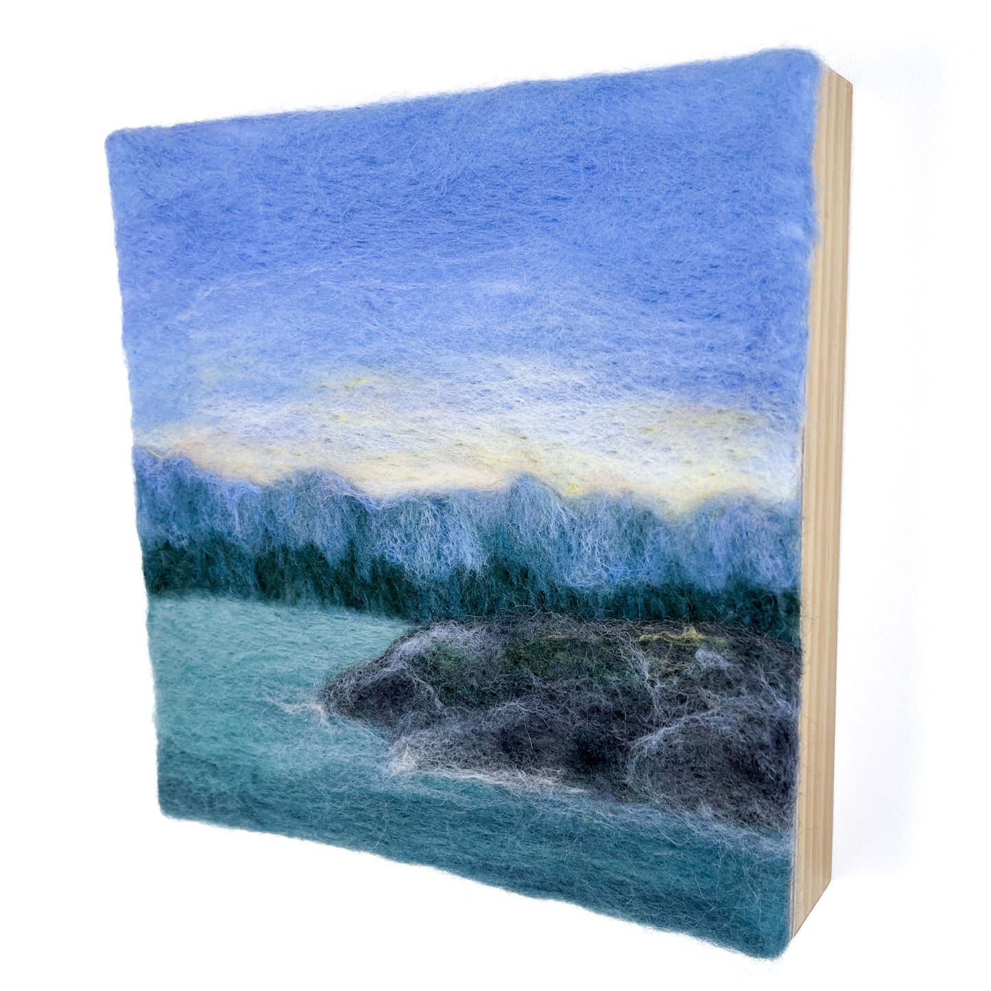 "Sunrise on the Rocky Shore" Felted Wall Art
