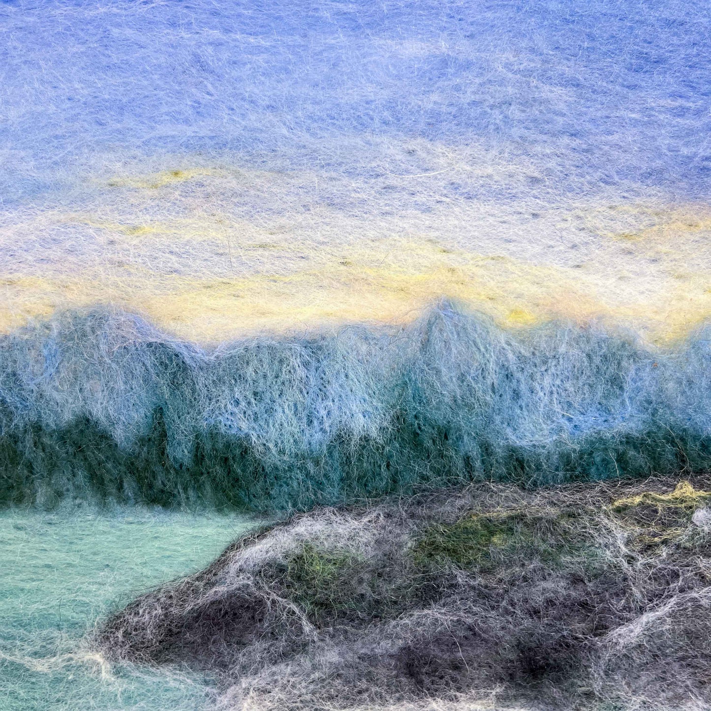 "Sunrise on the Rocky Shore" Felted Wall Art