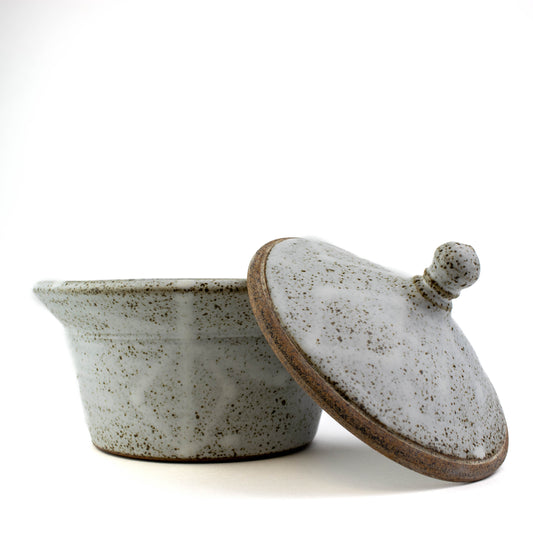 White Speckled Covered Jar