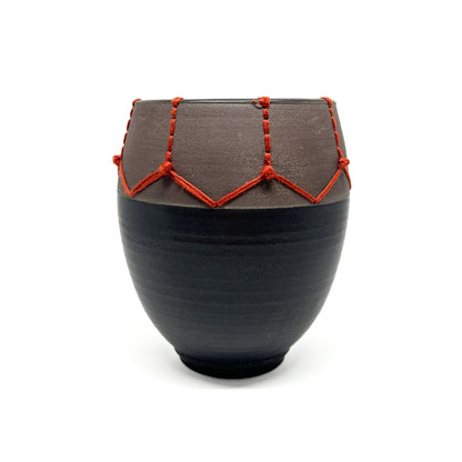 Coffee Clay Embroidered Vessel #2