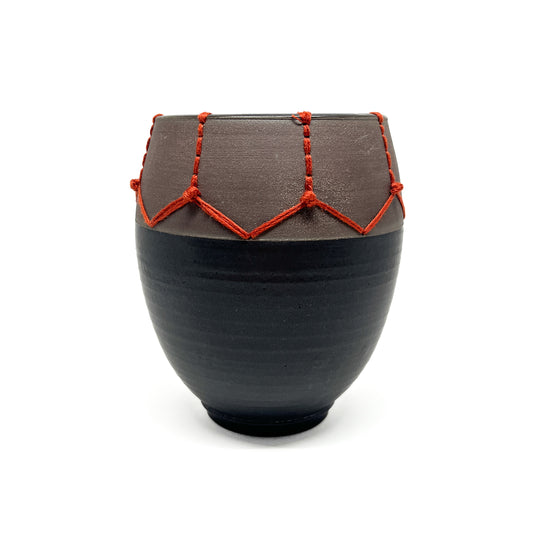 Coffee Clay Embroidered Vessel #2