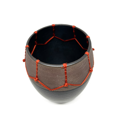 Coffee Clay Embroidered Vessel #2