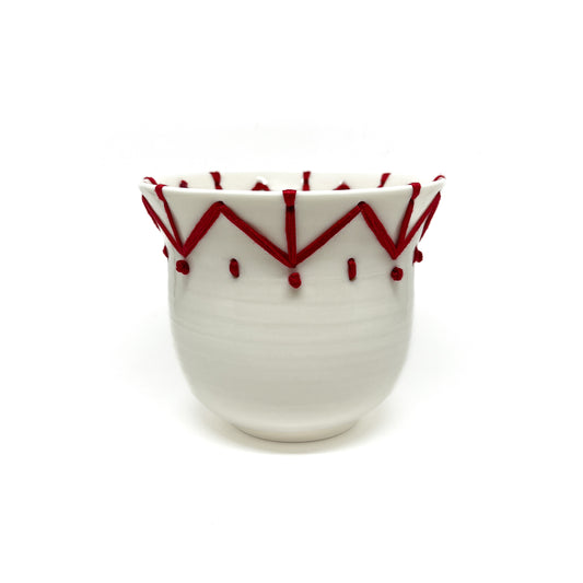 Porcelain Embroidered Zig Zags Bowl #2