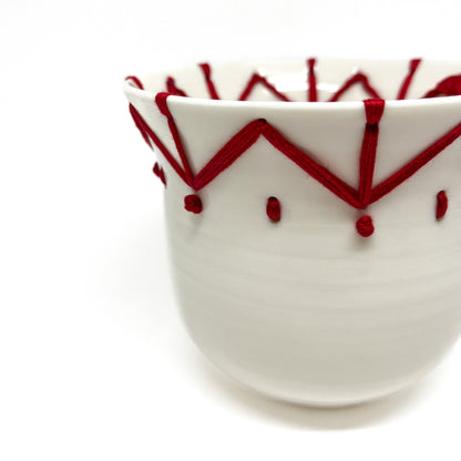 Porcelain Embroidered Zig Zags Bowl #2