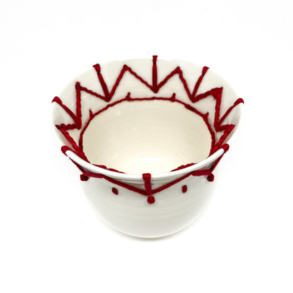 Porcelain Embroidered Zig Zags Bowl #2