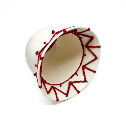 Porcelain Embroidered Zig Zags Bowl #2