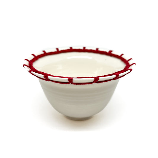 Porcelain Embroidered Blanket Stitch Bowl #3