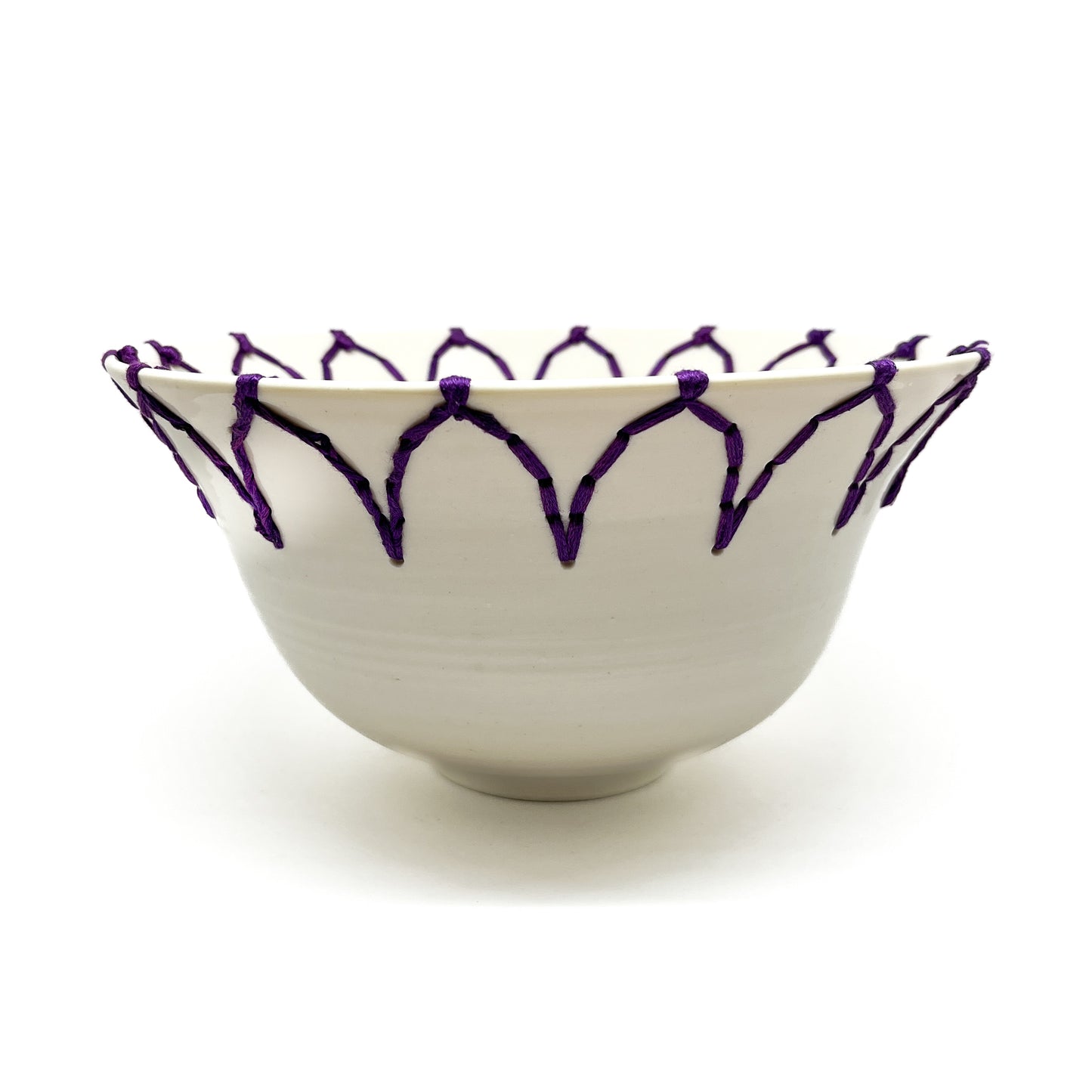 Large Purple Embroidered Bowl #4