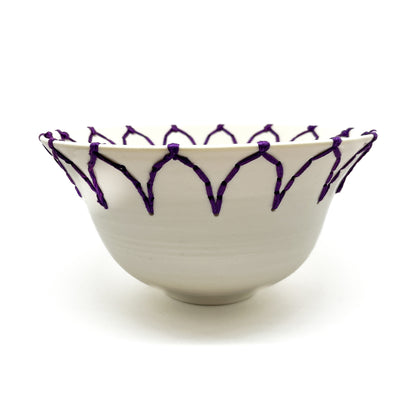 Large Purple Embroidered Bowl #4