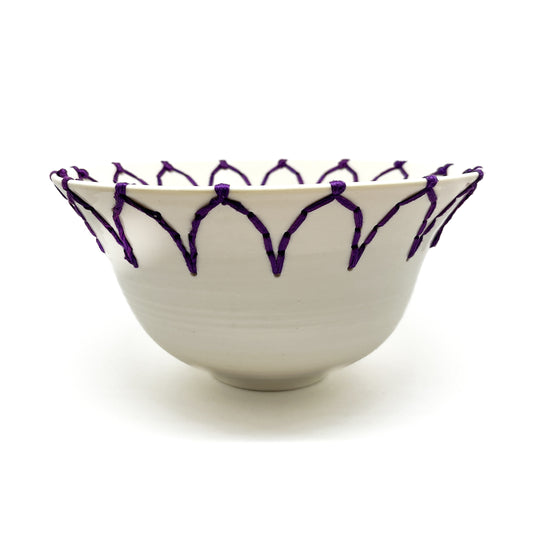 Large Purple Embroidered Bowl #4