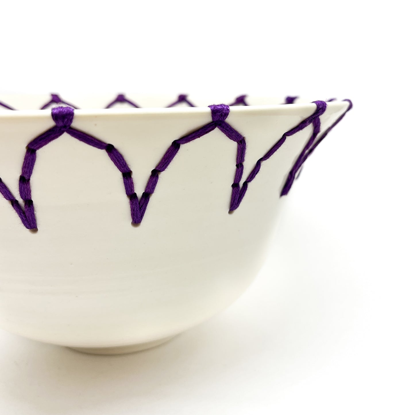 Large Purple Embroidered Bowl #4