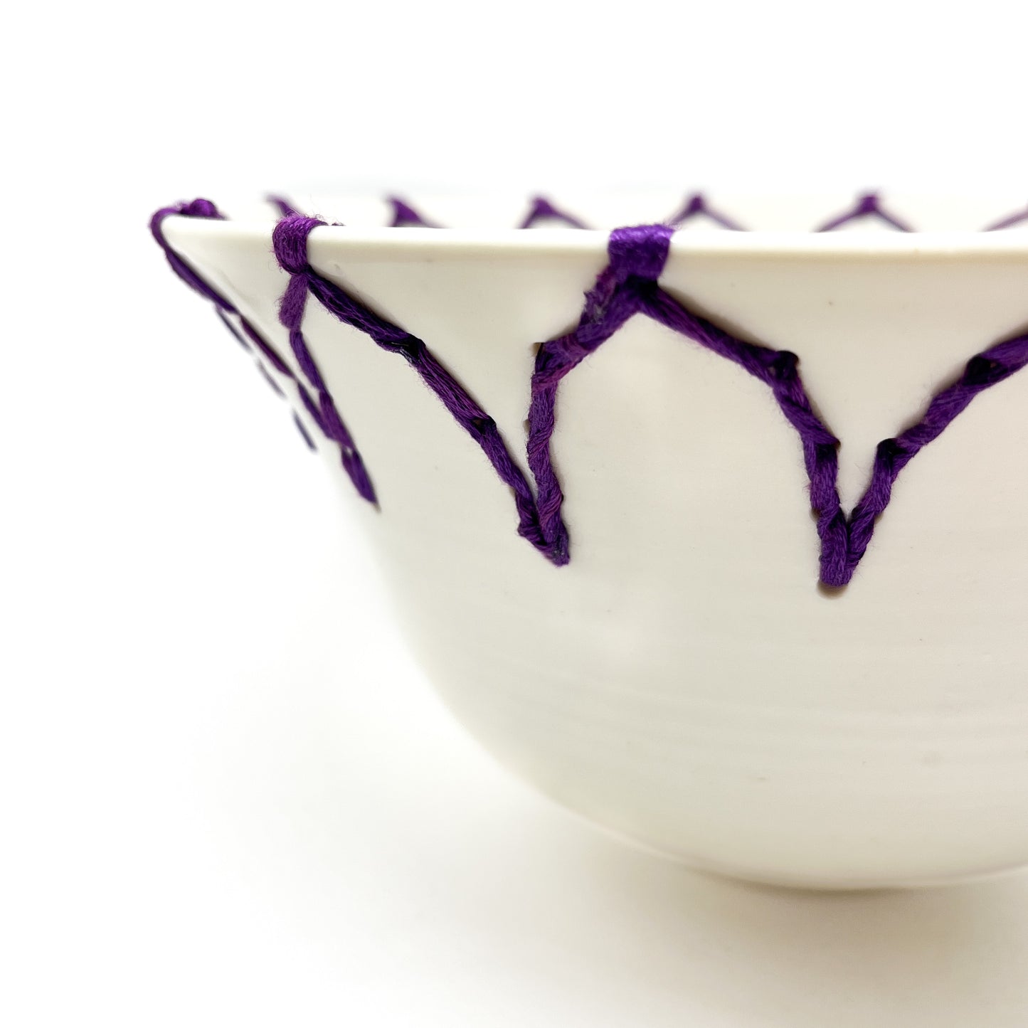 Large Purple Embroidered Bowl #4