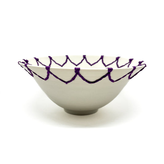 Medium Purple Embroidered Bowl #5