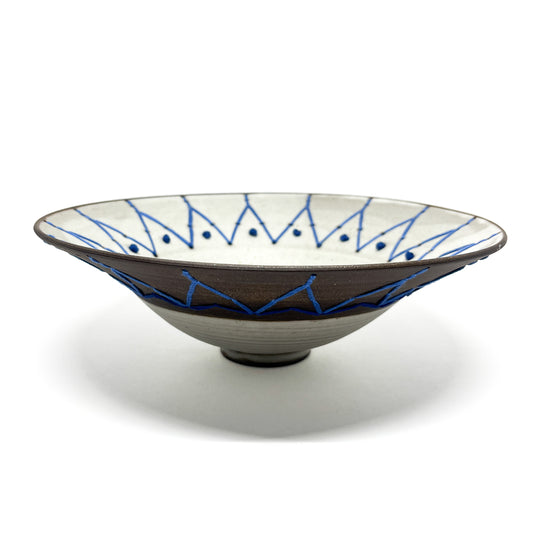 Coffee Clay Blue Embroidery Bowl #6