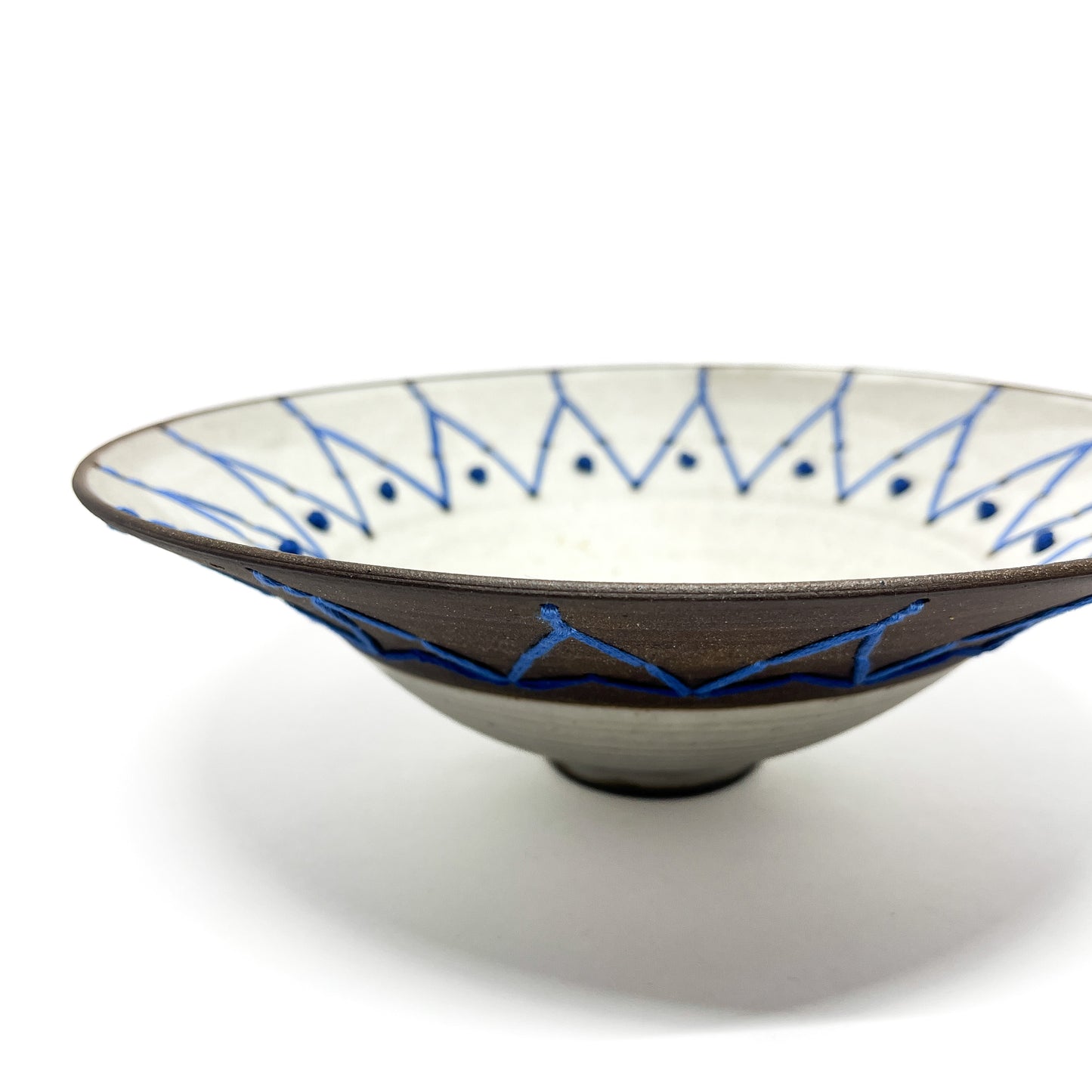 Coffee Clay Blue Embroidery Bowl #6