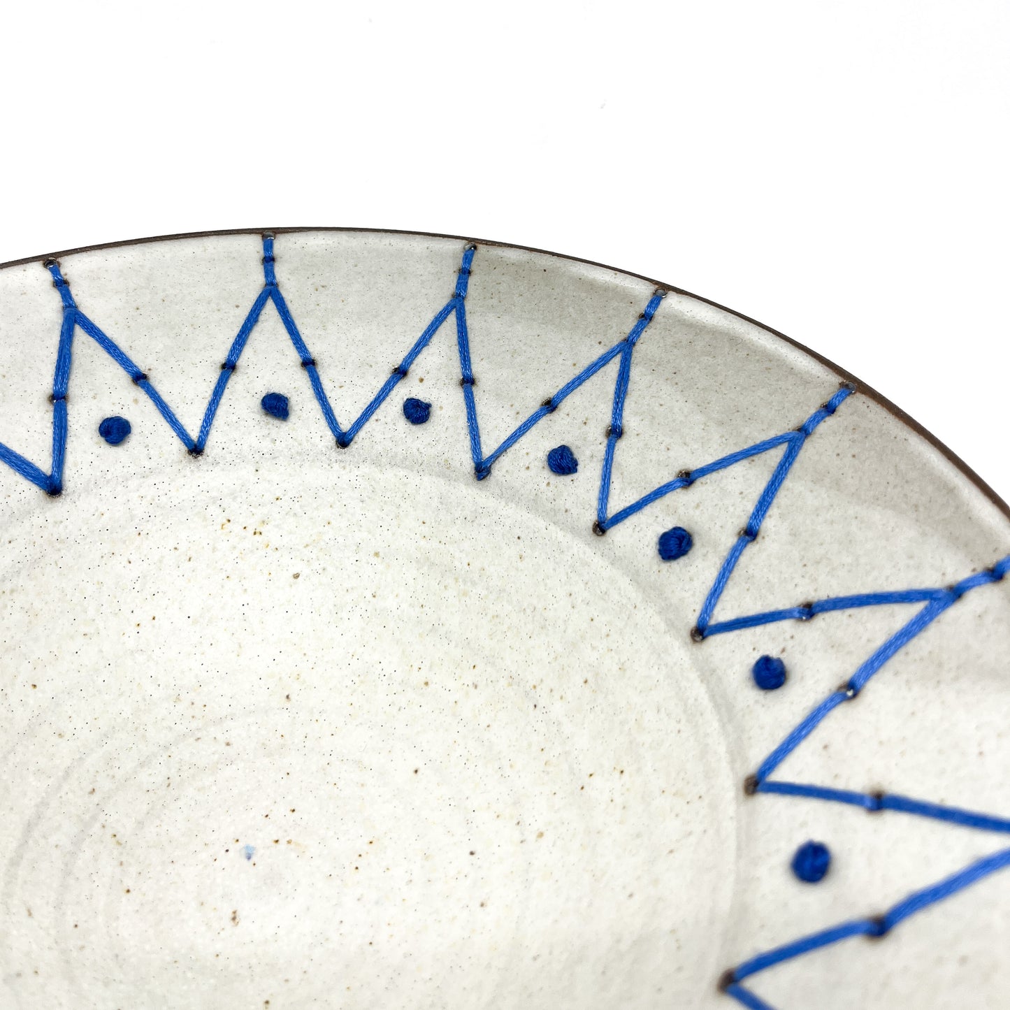 Coffee Clay Blue Embroidery Bowl #6